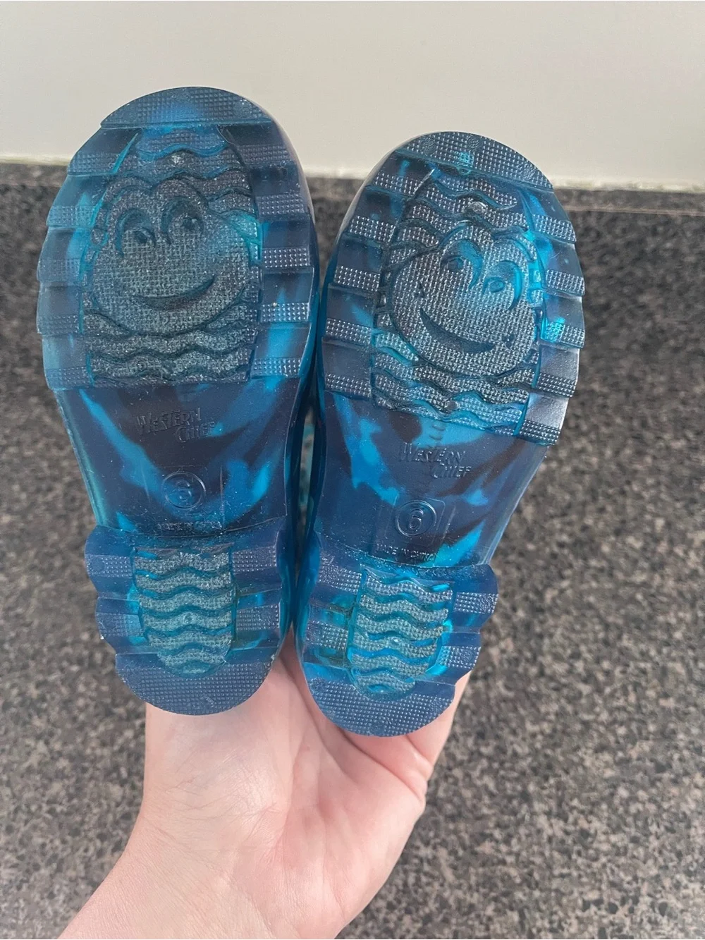 Western Chief Kids Shark Camo Light Up Rain Boots - Blue Size 6